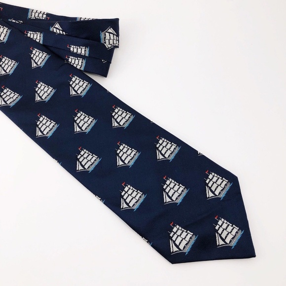 100% Thai Silk Nautical Men's Tie Clipper Ship - Picture 7 of 7